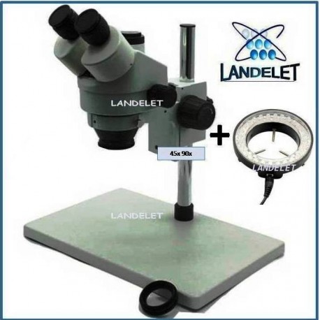 Microscopio Stereoscopico Trinoculare Ingrandimento x45 x90 Completo Di Lampada Led e Lente Barlow